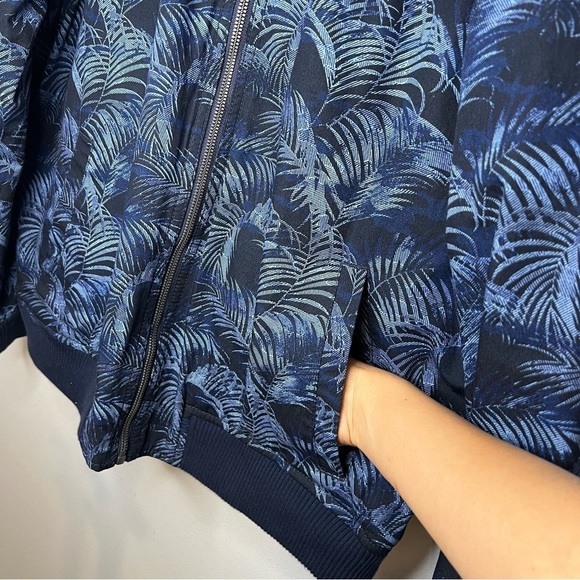 Tommy Bahama Fez Frond Reversible Bomber Jacket Mens Sz M Navy Blue Snap Pocket - Picture 6 of 16